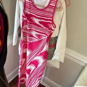 Shein thin Midi Pink & White Dress